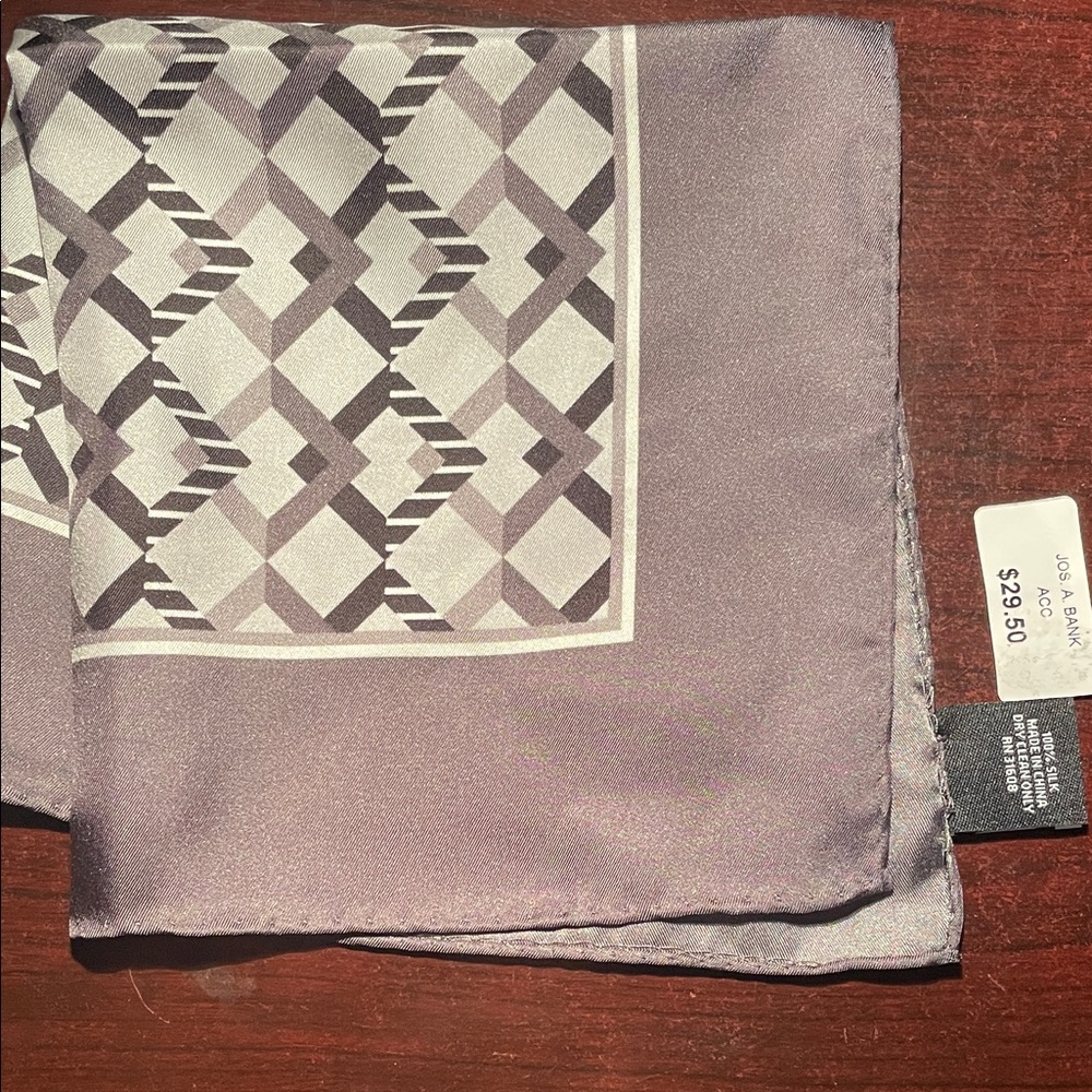 100% Silk Jo’s A Bank Geometric Patterned Silk pocket square